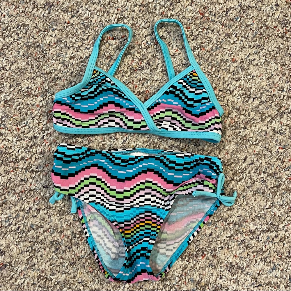 Girls colorful geometric patterned bikini